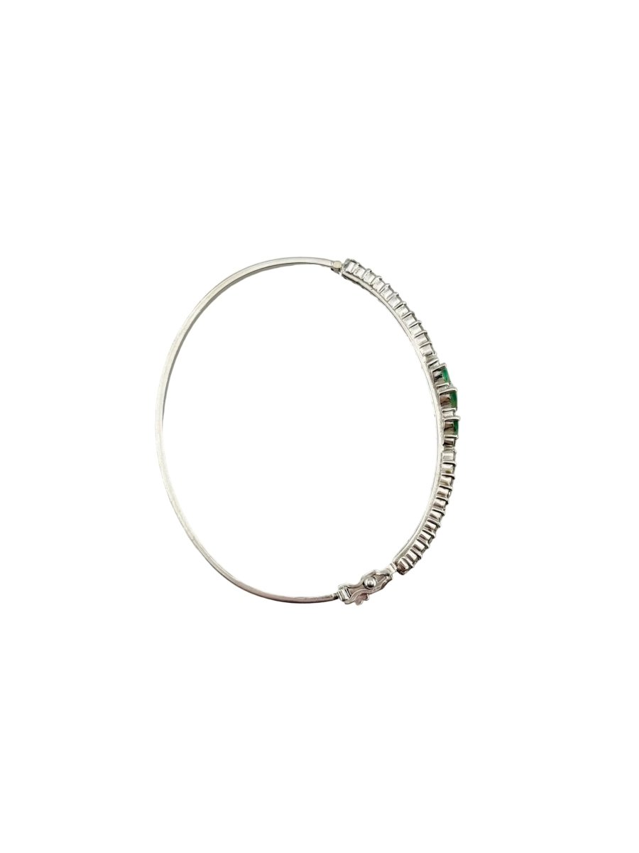 Bracelet Jonc en or blanc, émeraudes et diamants - Castafiore