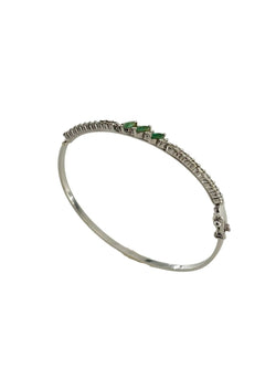 Bracelet Jonc en or blanc, émeraudes et diamants - Castafiore