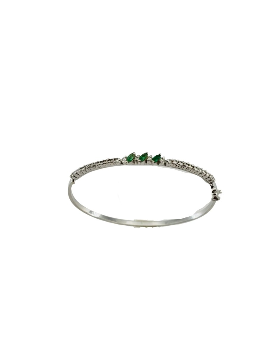 Bracelet Jonc en or blanc, émeraudes et diamants - Castafiore