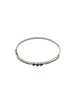 Bracelet Jonc en or blanc, émeraudes et diamants - Castafiore