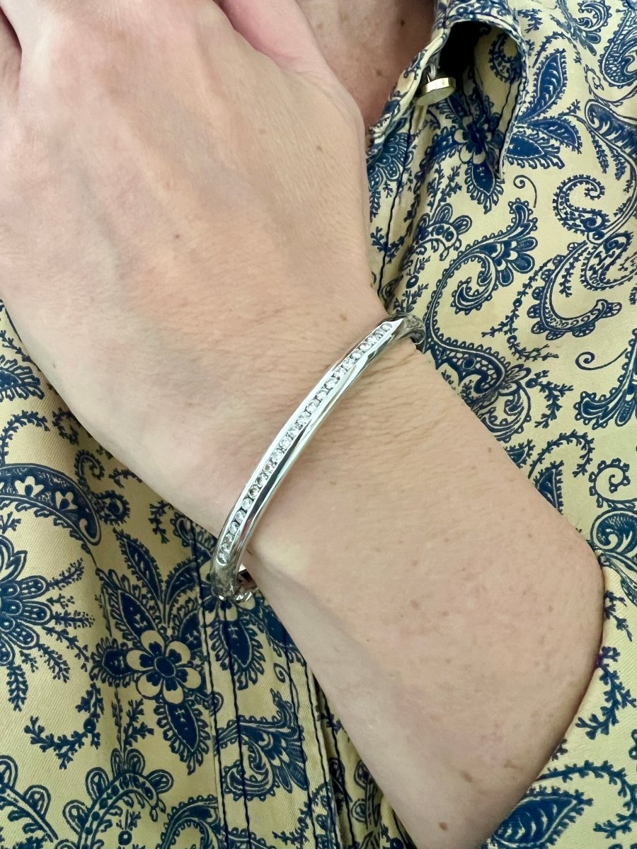 Bracelet Jonc en or blanc et diamants - Castafiore