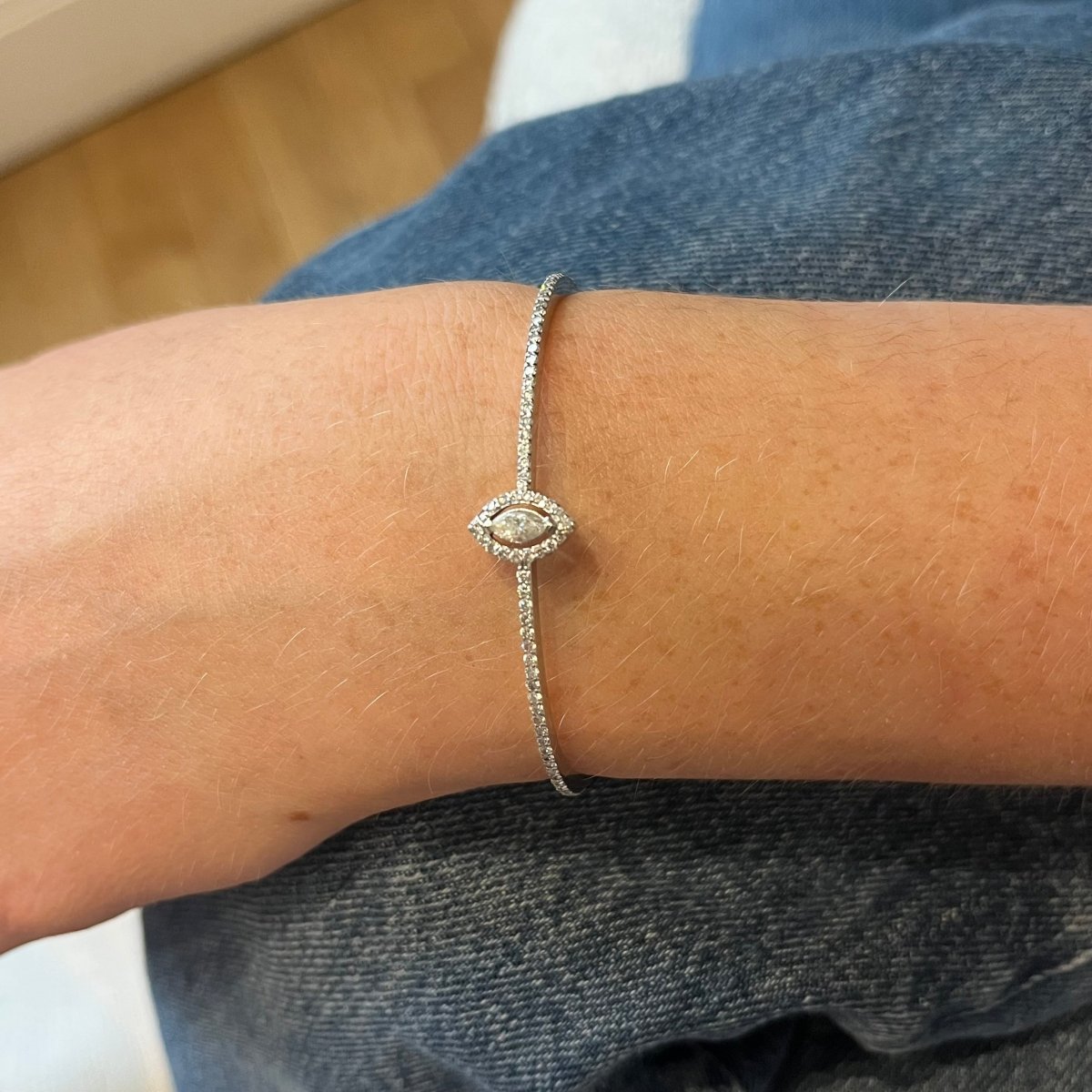 Bracelet Jonc en or blanc et diamants - Castafiore