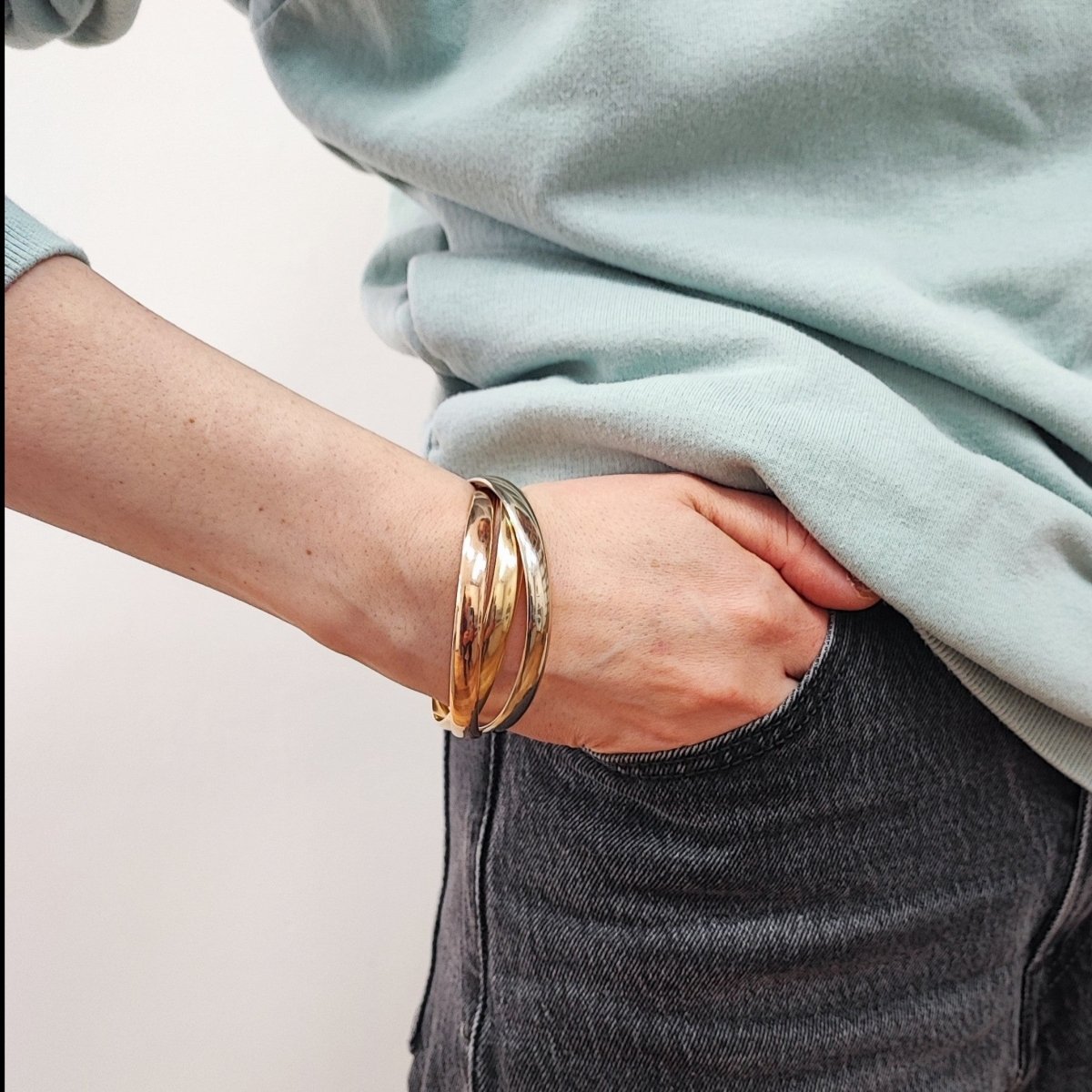Bracelet Jonc en or blanc, or jaune et or rose - Castafiore