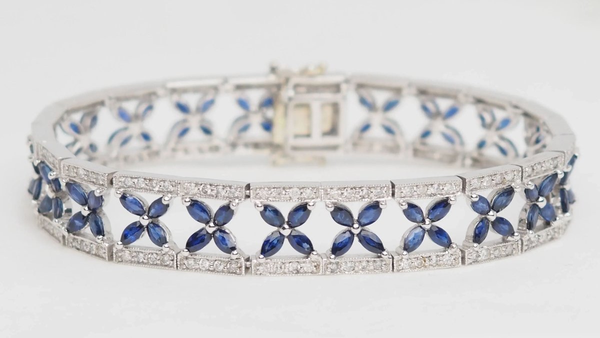 Bracelet Jonc en or blanc, saphirs et diamants - Castafiore