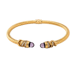 Bracelet Jonc en or jaune, améthystes et diamants - Castafiore
