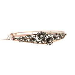 Bracelet Jonc en or jaune, argent et diamants - Castafiore