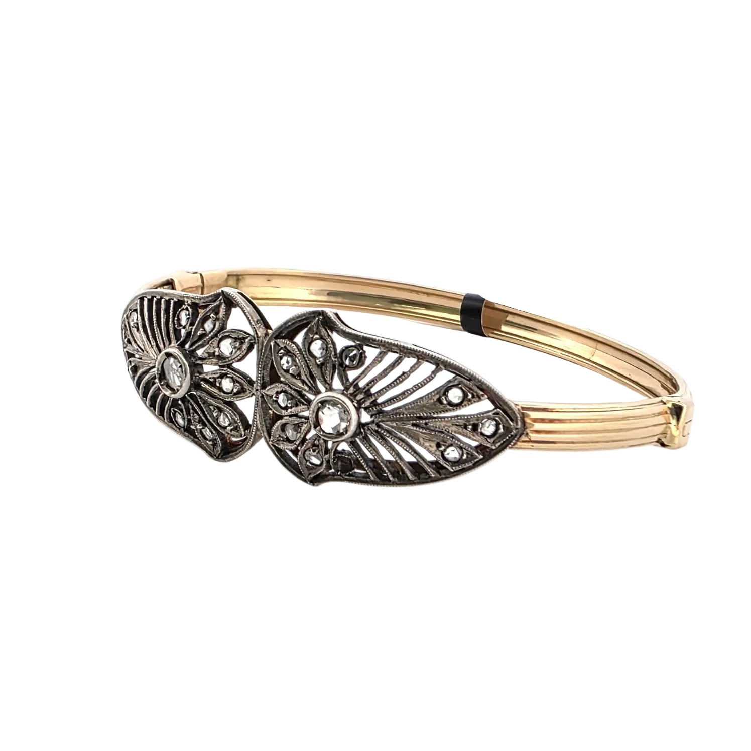 Bracelet Jonc en or jaune, argent et diamants - Castafiore