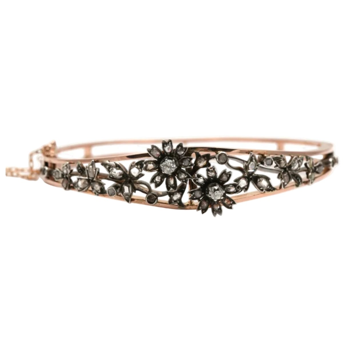 Bracelet Jonc en or jaune, argent et diamants - Castafiore