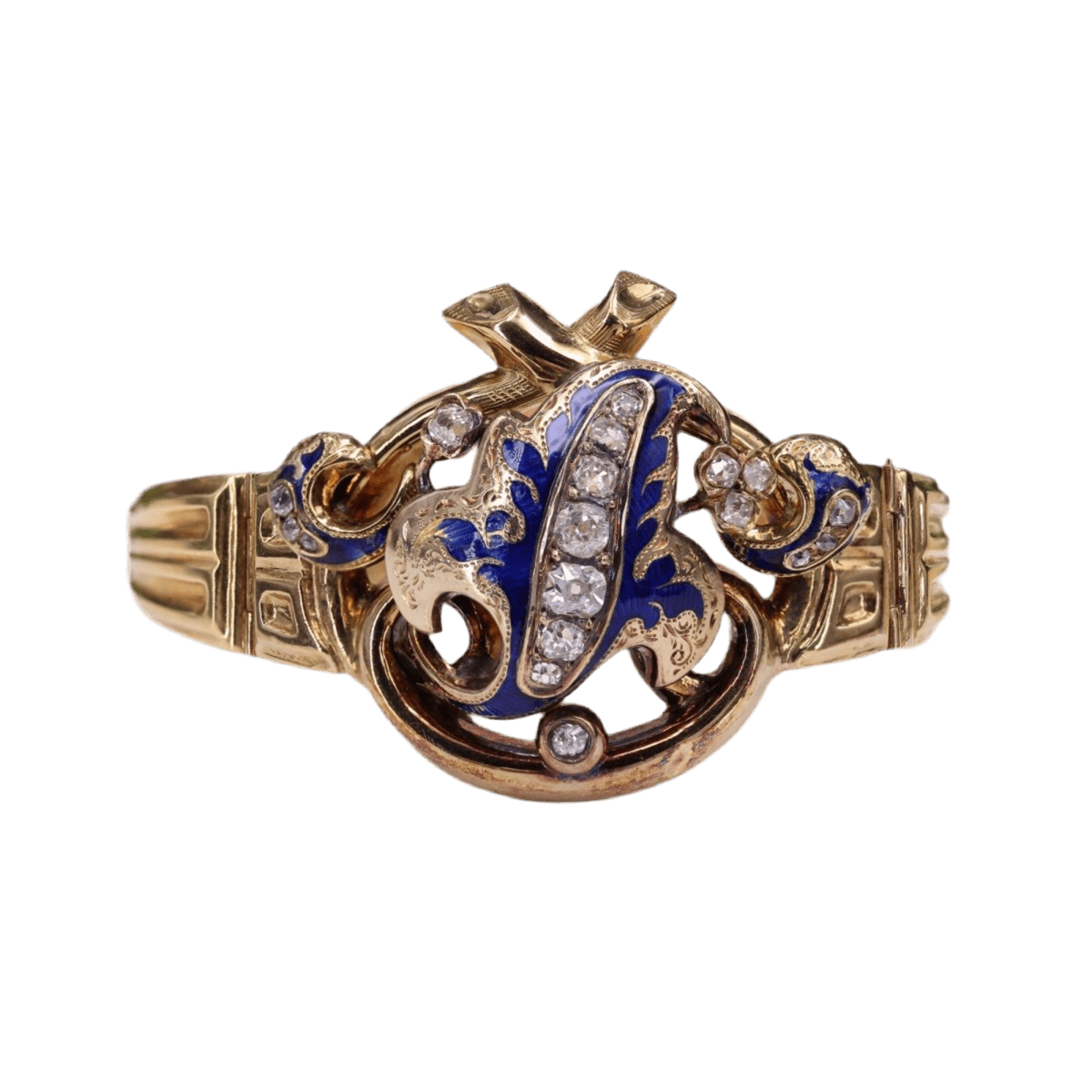 Bracelet Jonc en or jaune, émail et diamants - Castafiore