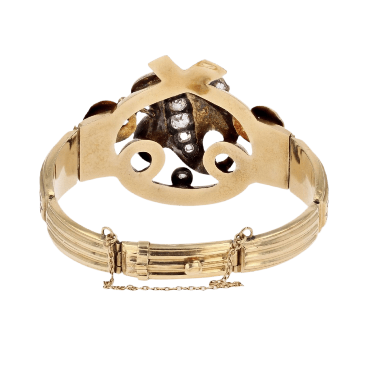 Bracelet Jonc en or jaune, émail et diamants - Castafiore