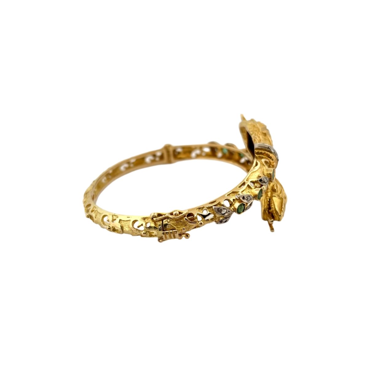 Bracelet Jonc en or jaune, émeraude et diamant - Castafiore
