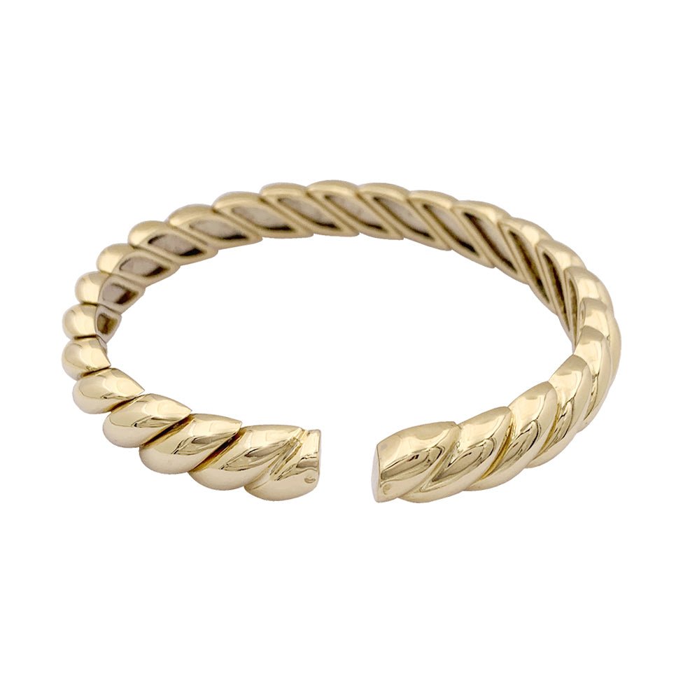 Bracelet jonc en or jaune et diamant - Castafiore