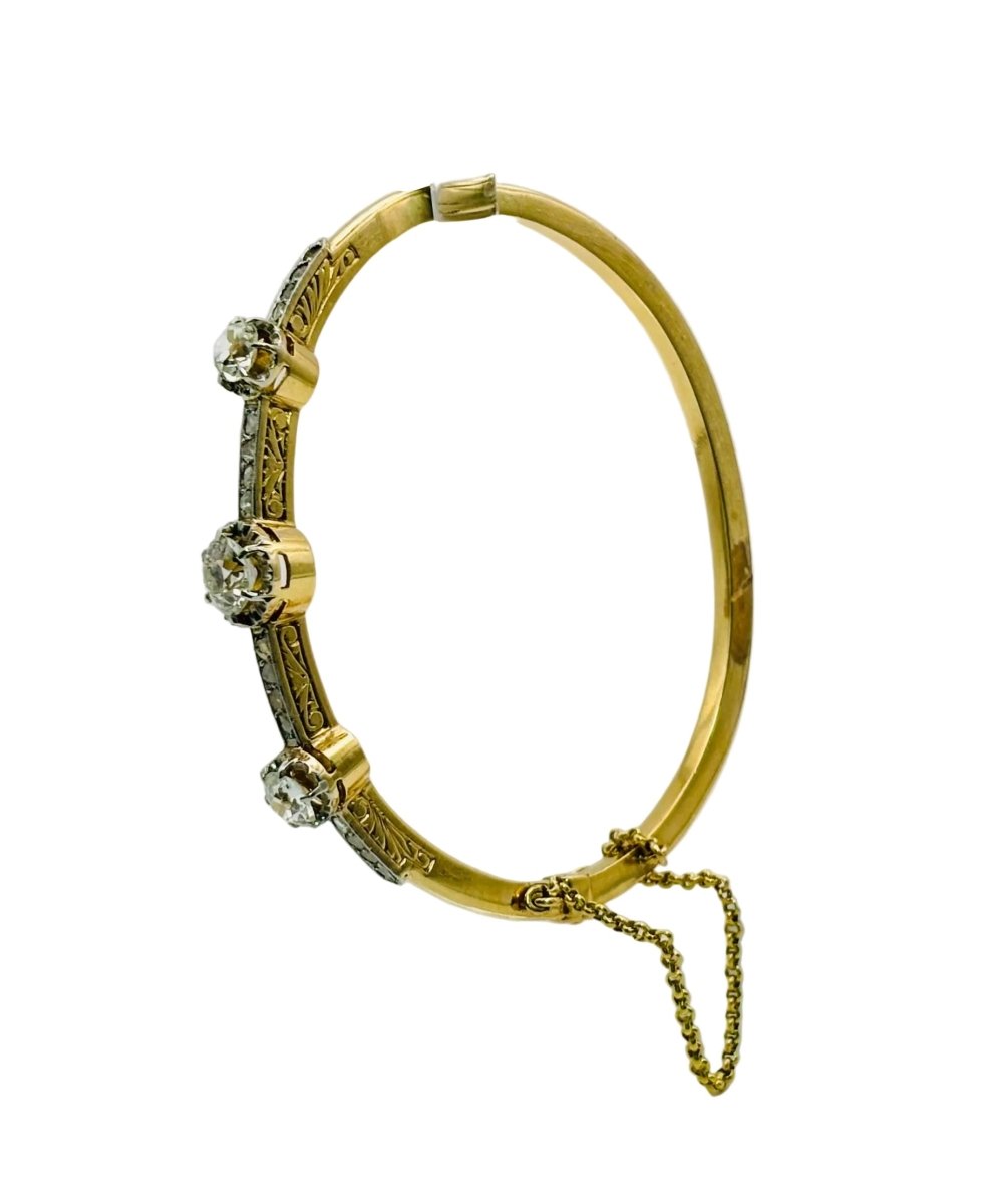 Bracelet Jonc en or jaune et diamants - Castafiore