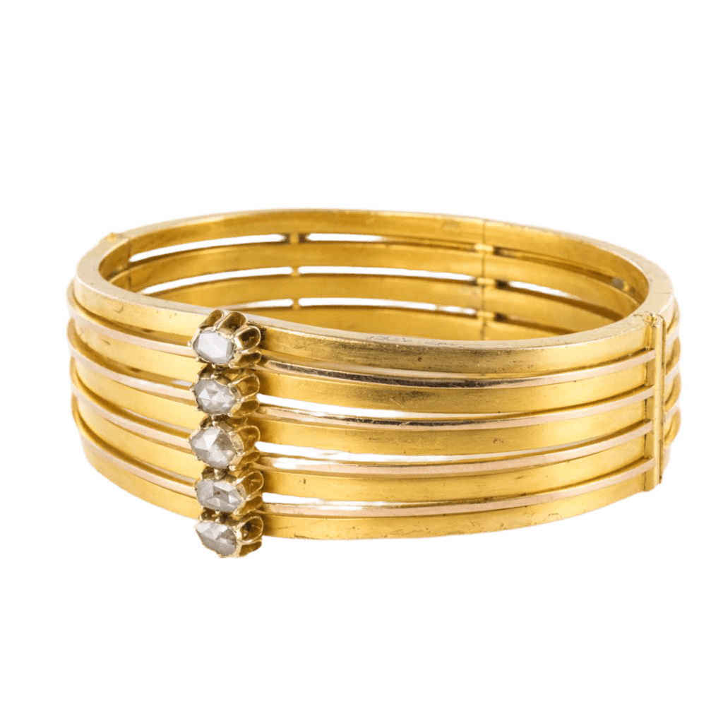 Bracelet Jonc en or jaune et diamants - Castafiore