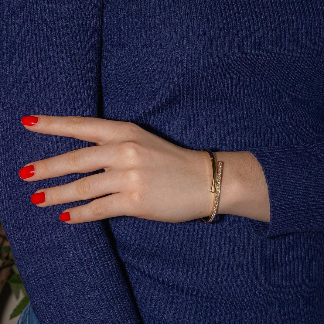 Bracelet Jonc en or jaune et diamants - Castafiore