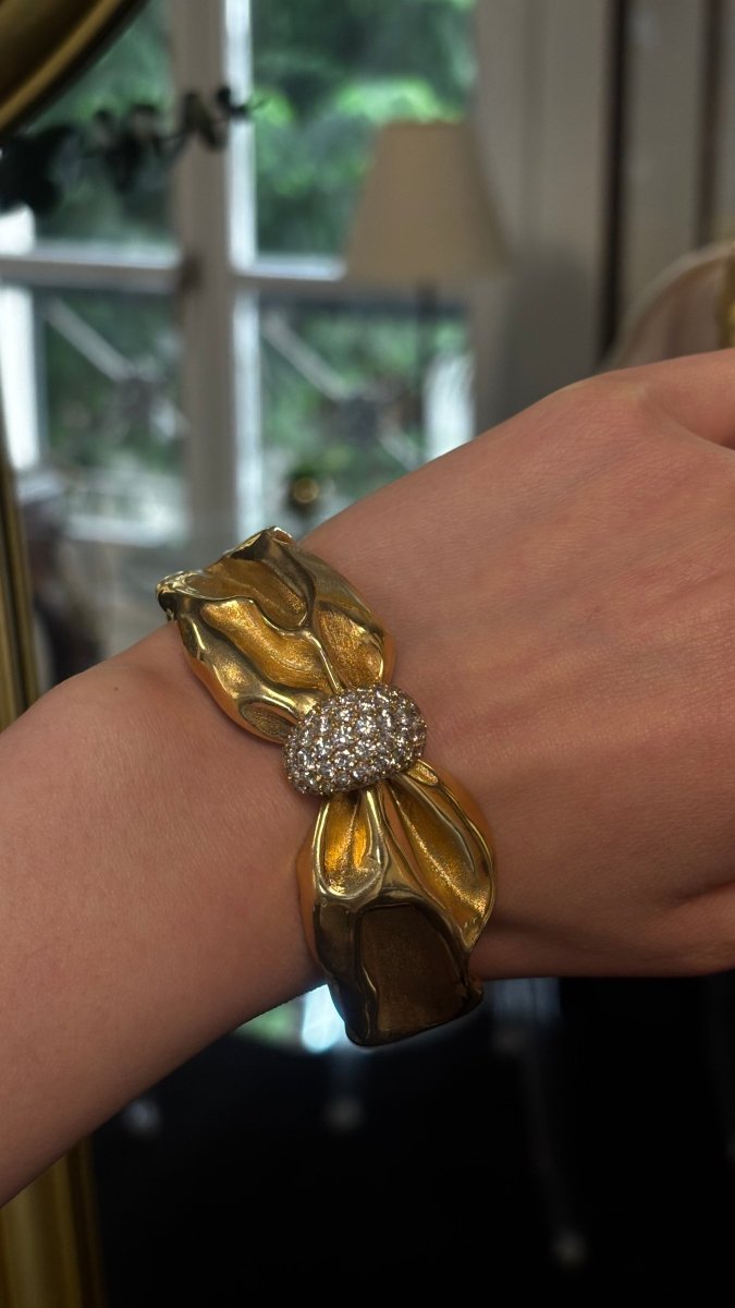 Bracelet Jonc en or jaune et diamants - Castafiore