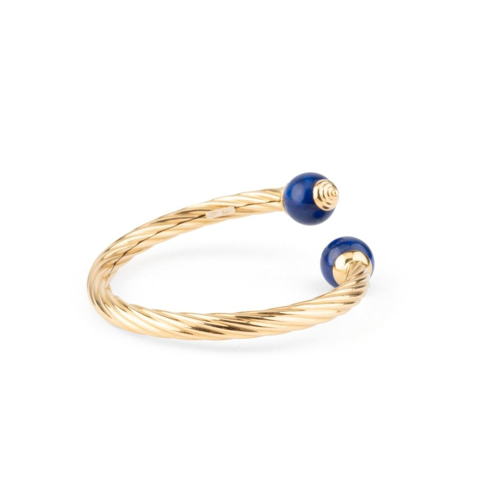 Bracelet Jonc en or jaune et lapis lazuli - Castafiore