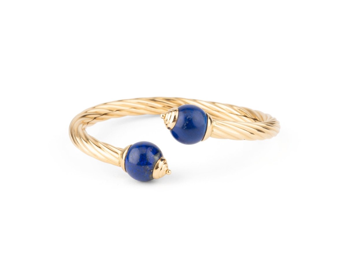 Bracelet Jonc en or jaune et lapis lazuli - Castafiore