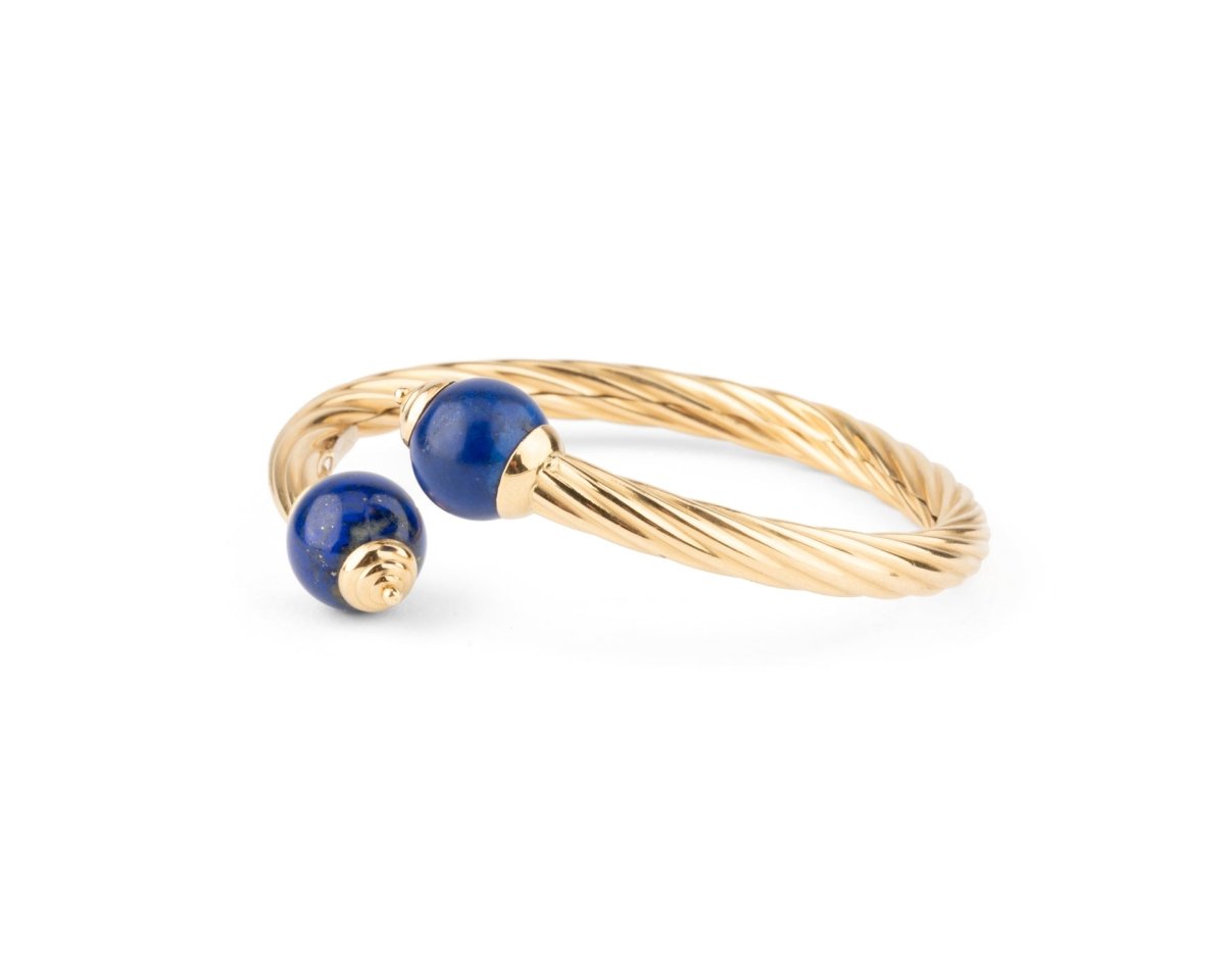 Bracelet Jonc en or jaune et lapis lazuli - Castafiore