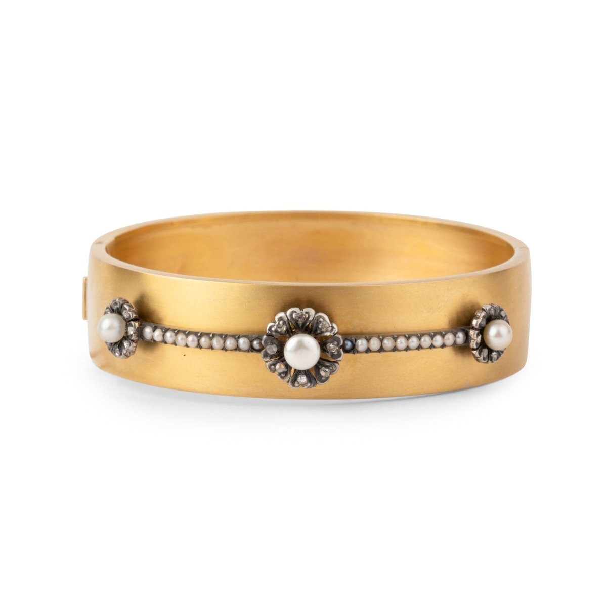 Bracelet Jonc en or jaune et perles - Castafiore