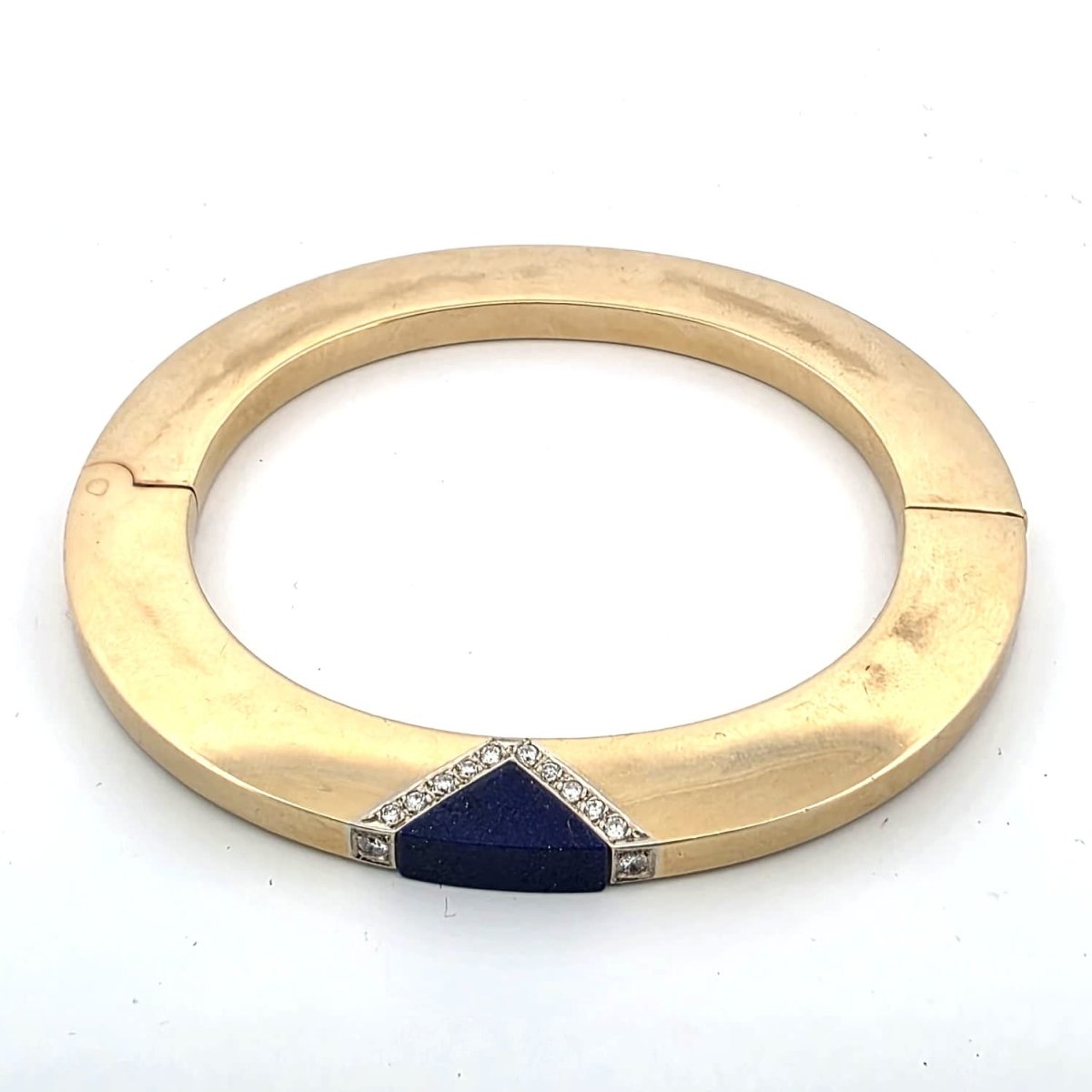 Bracelet Jonc en or jaune, lapis-lazuli et diamants - Castafiore