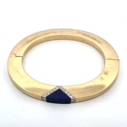 Bracelet Jonc en or jaune, lapis-lazuli et diamants - Castafiore