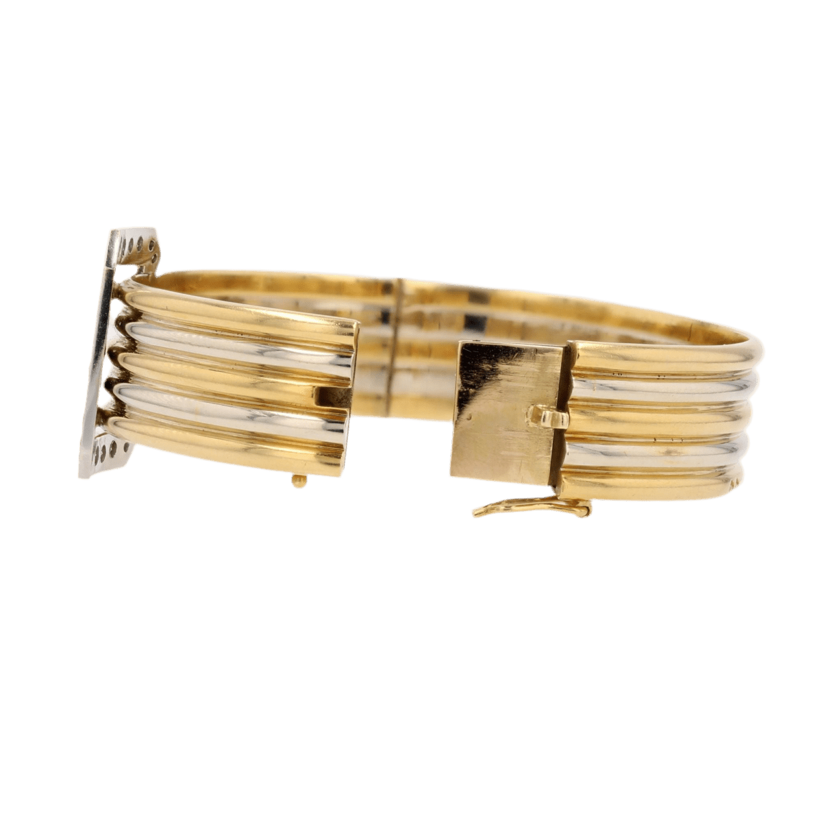 Bracelet Jonc en or jaune, or blanc et diamants - Castafiore