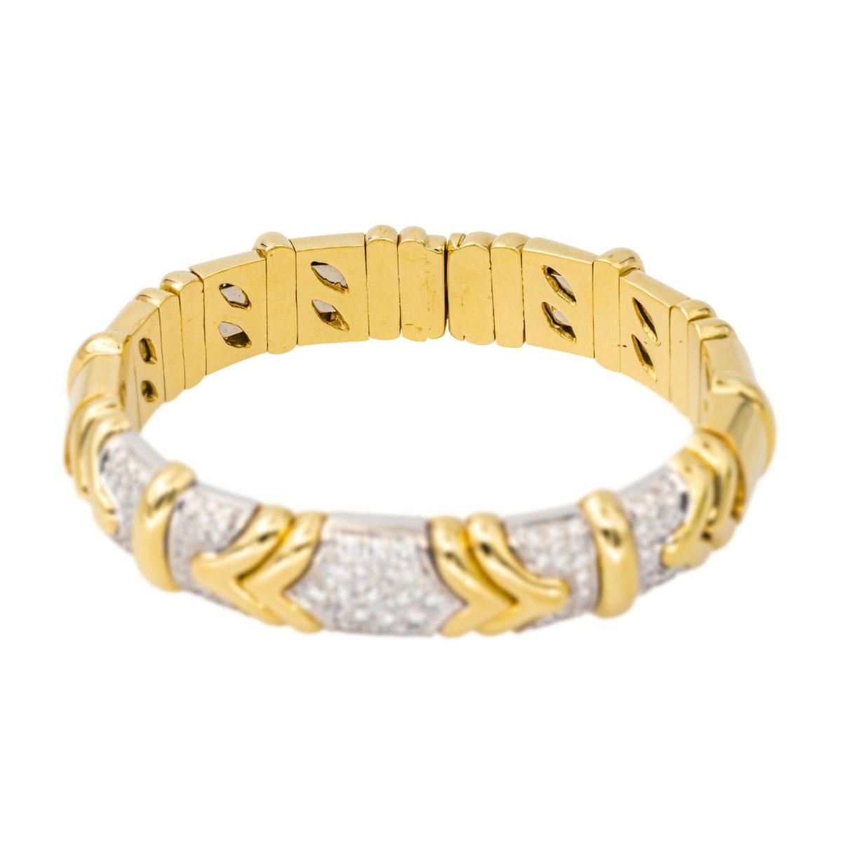 Bracelet Jonc en or jaune, or blanc et diamants - Castafiore