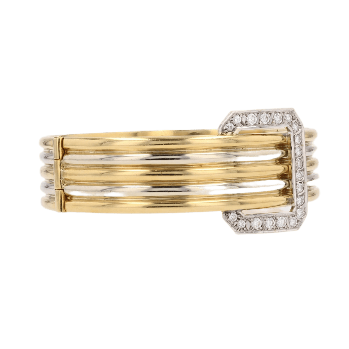 Bracelet Jonc en or jaune, or blanc et diamants - Castafiore