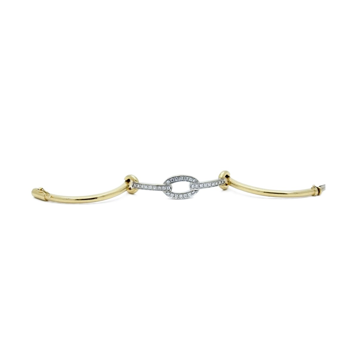 Bracelet Jonc en or jaune, or blanc et diamants - Castafiore