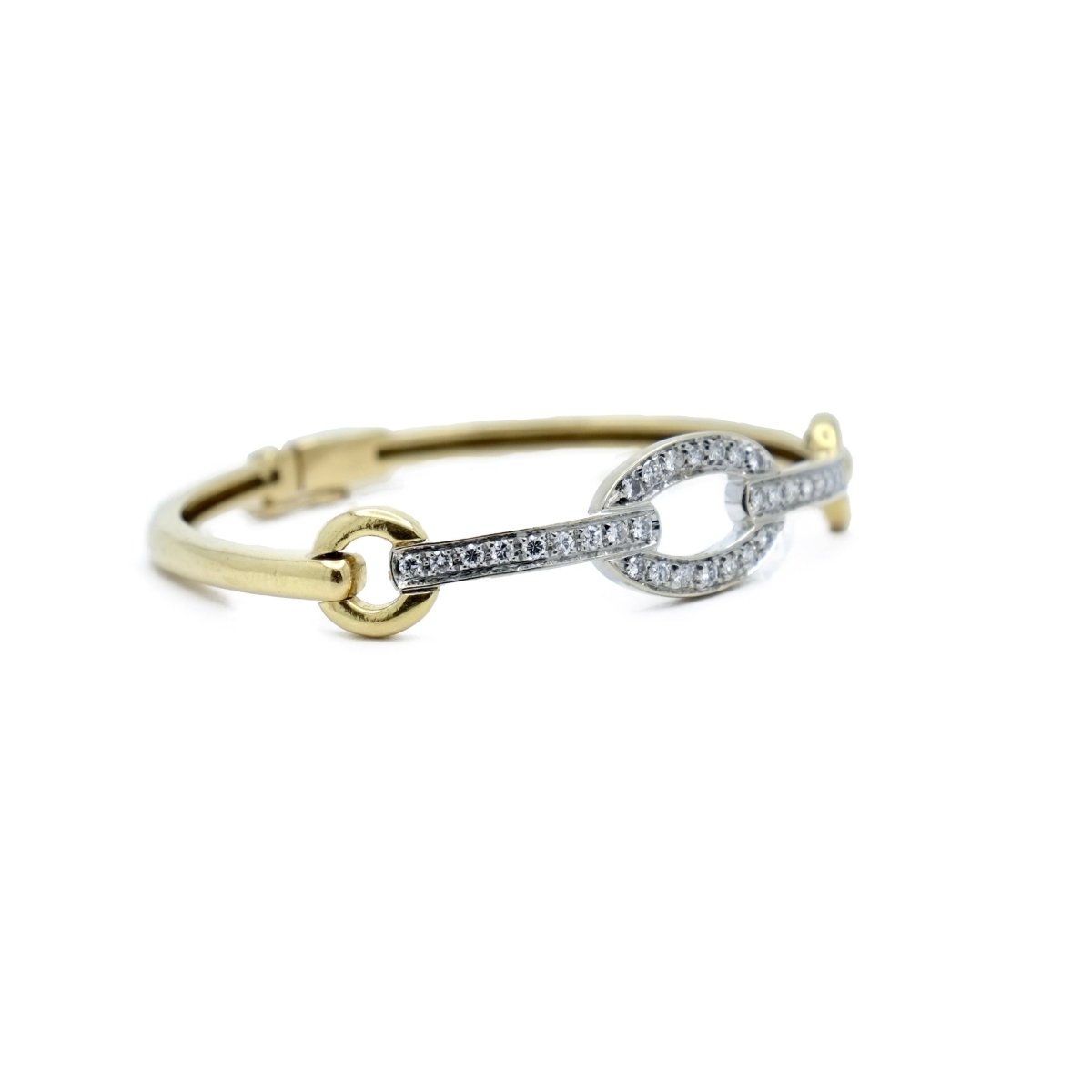 Bracelet Jonc en or jaune, or blanc et diamants - Castafiore