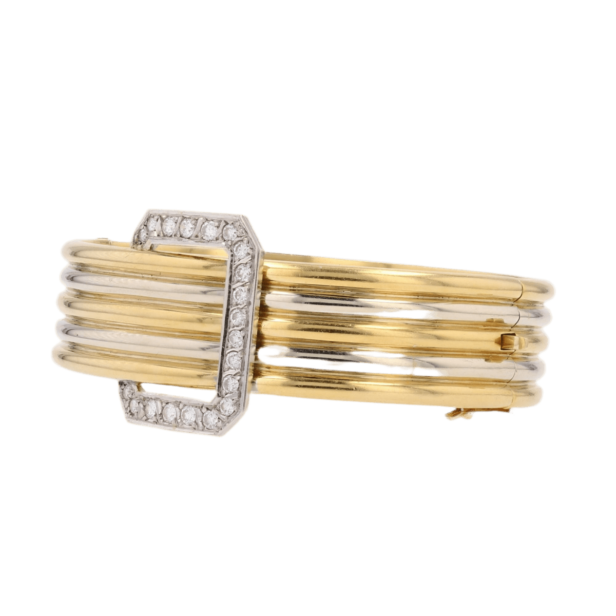 Bracelet Jonc en or jaune, or blanc et diamants - Castafiore