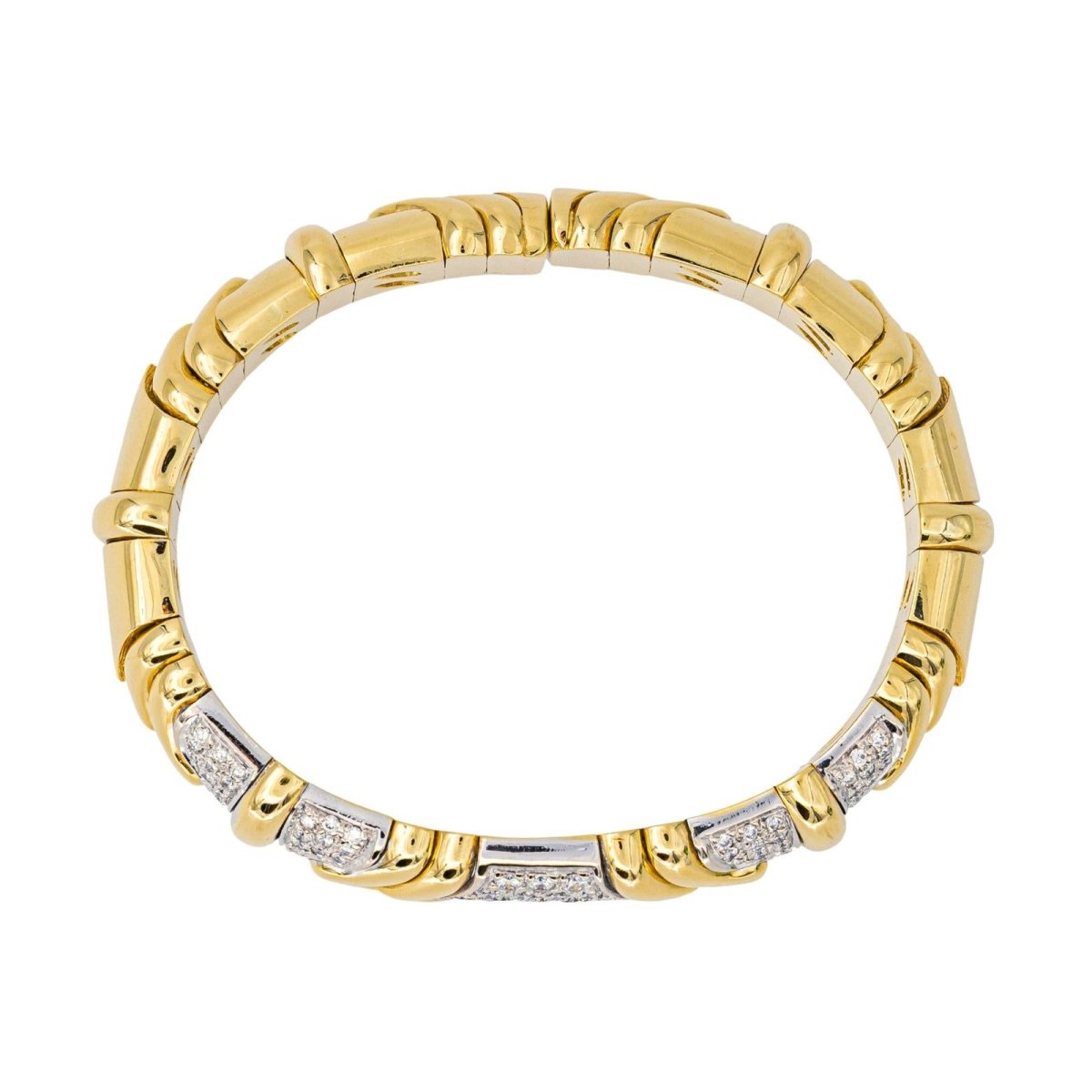 Bracelet Jonc en or jaune, or blanc et diamants - Castafiore