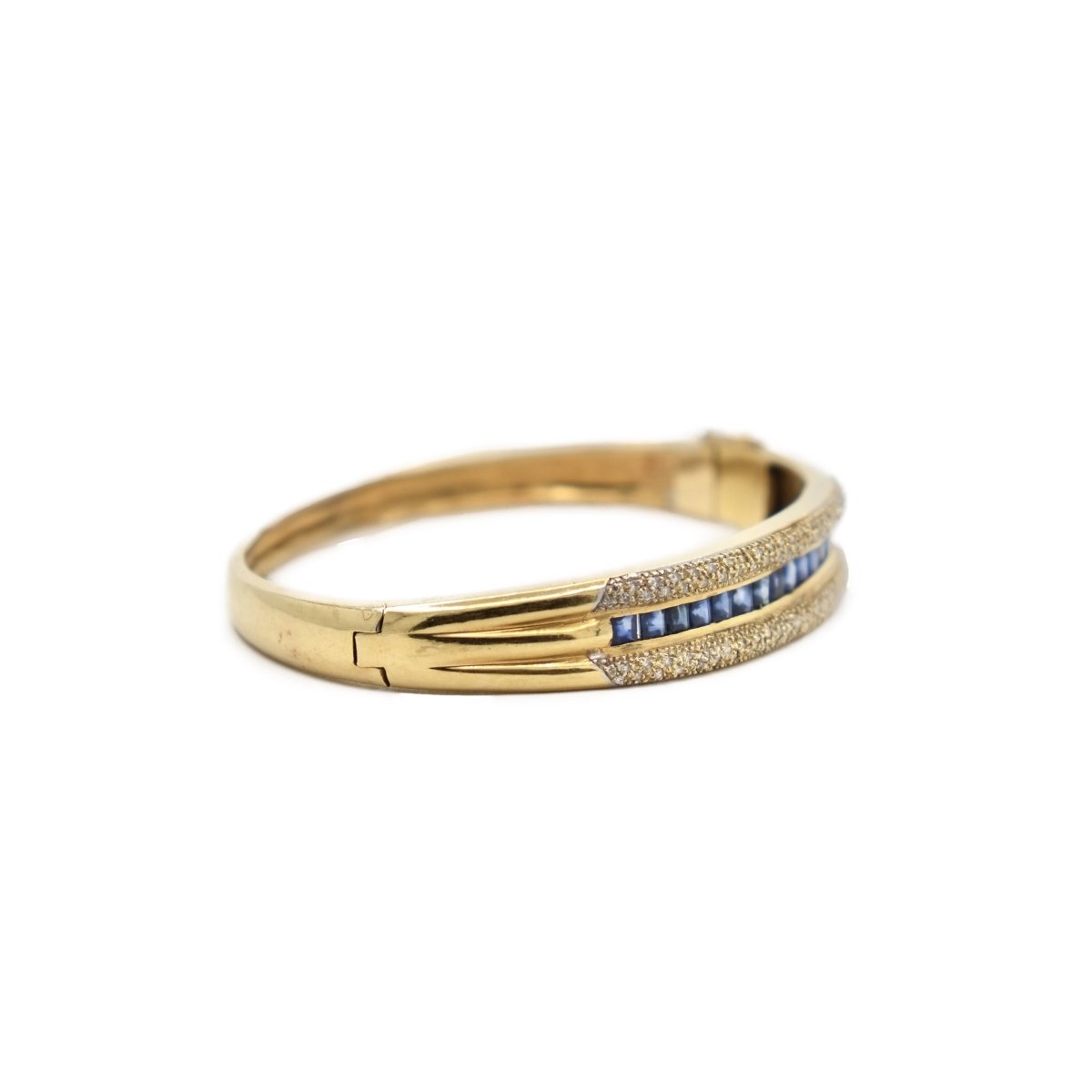 Bracelet Jonc en or jaune, or blanc et saphirs - Castafiore