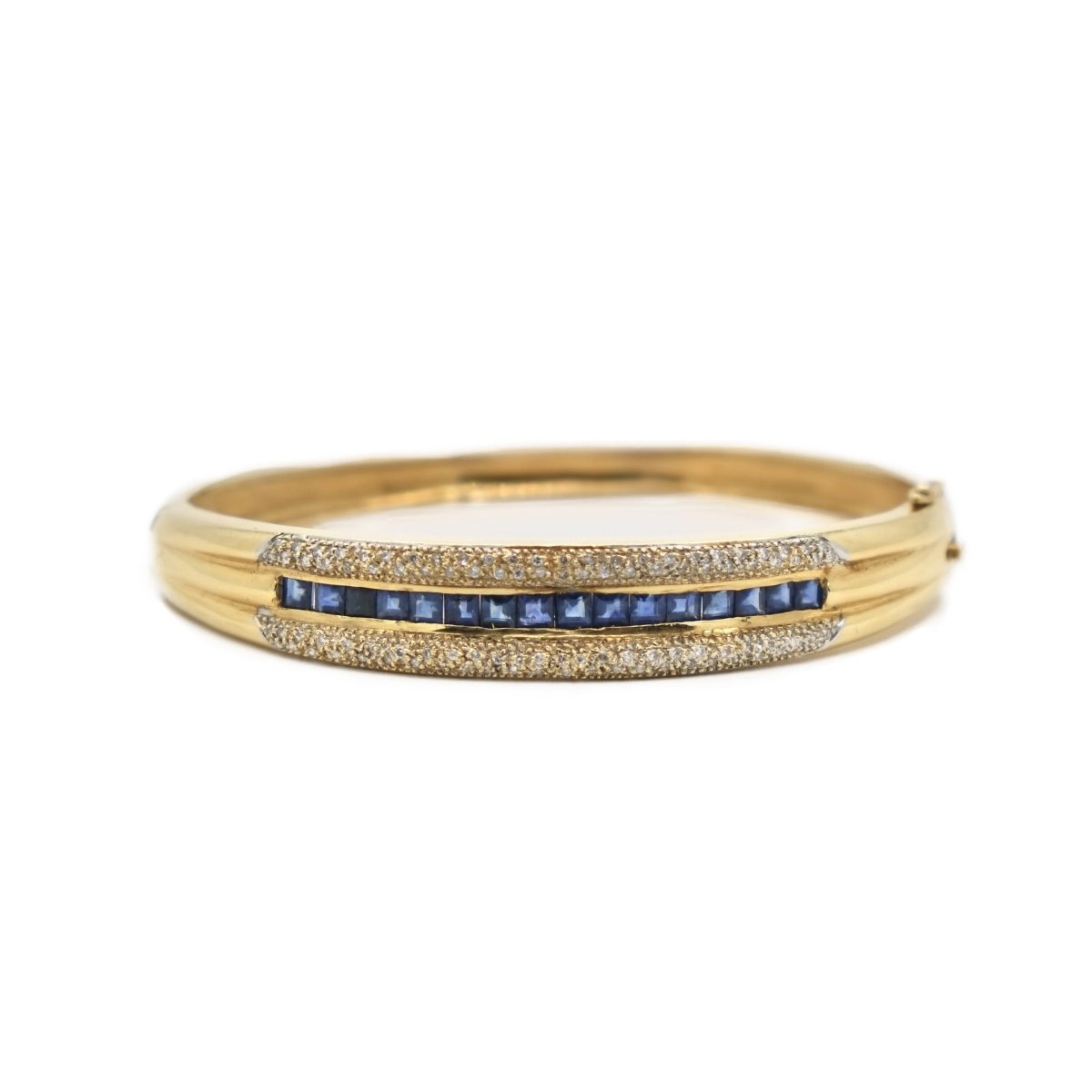 Bracelet Jonc en or jaune, or blanc et saphirs - Castafiore