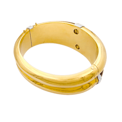 Bracelet Jonc en or jaune, or blanc, oeil de tigre et diamants - Castafiore