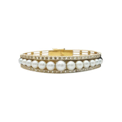 Bracelet Jonc en or jaune, perles et diamants - Castafiore