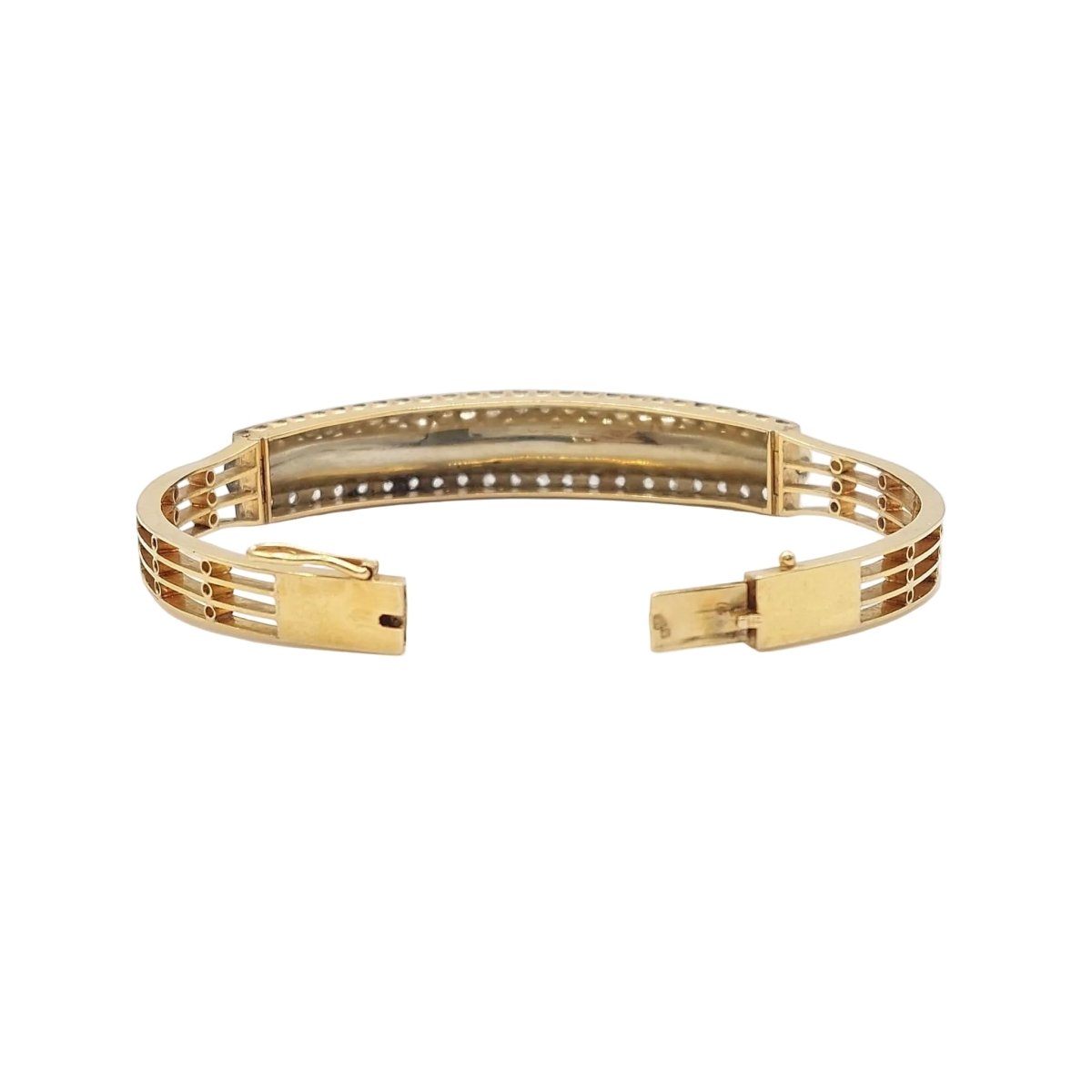 Bracelet Jonc en or jaune, perles et diamants - Castafiore