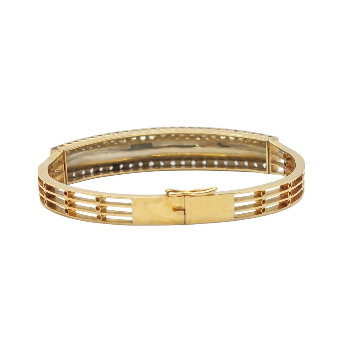 Bracelet Jonc en or jaune, perles et diamants - Castafiore