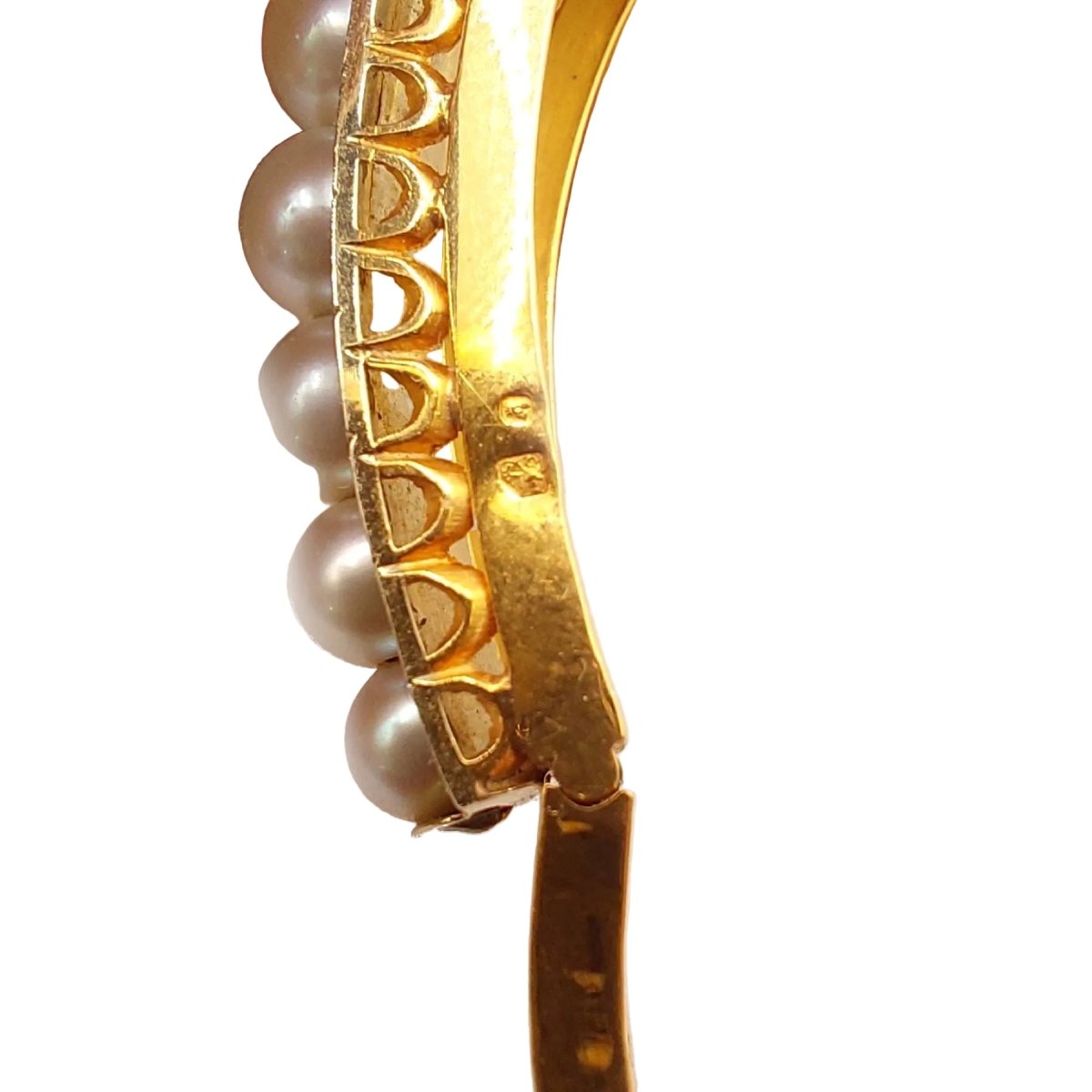 Bracelet Jonc en or jaune, perles et diamants - Castafiore