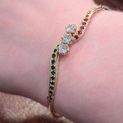 Bracelet Jonc en or jaune, rubis, émeraudes et diamants - Castafiore