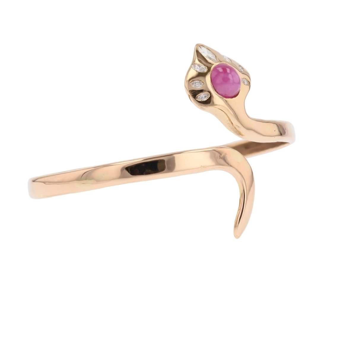 Bracelet Jonc en or jaune, rubis et diamants - Castafiore