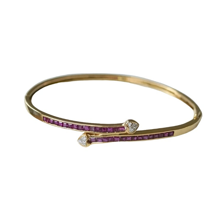 Bracelet Jonc en or jaune, rubis et diamants - Castafiore