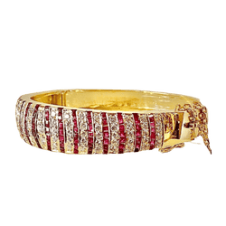 Bracelet Jonc en or jaune, rubis et diamants - Castafiore