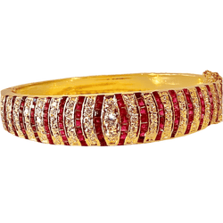 Bracelet Jonc en or jaune, rubis et diamants - Castafiore