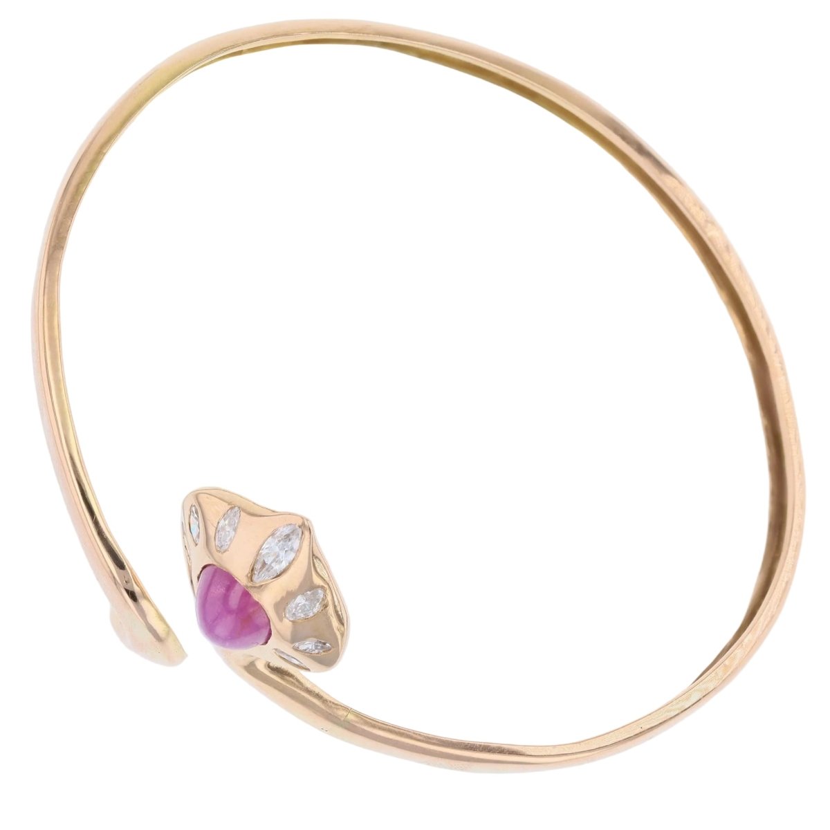 Bracelet Jonc en or jaune, rubis et diamants - Castafiore