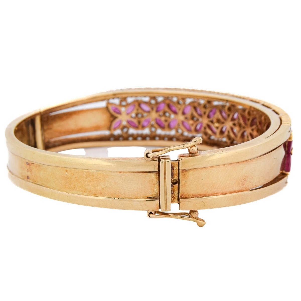 Bracelet Jonc en or jaune, rubis et diamants - Castafiore