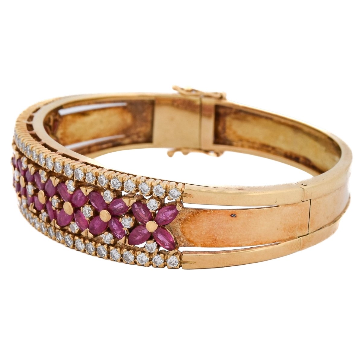 Bracelet Jonc en or jaune, rubis et diamants - Castafiore