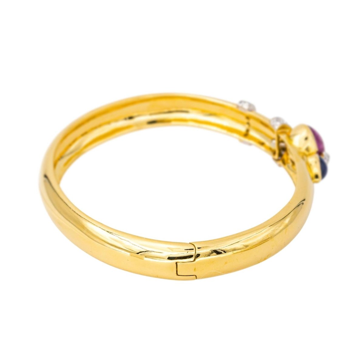 Bracelet Jonc en or jaune, rubis, saphir et diamants - Castafiore