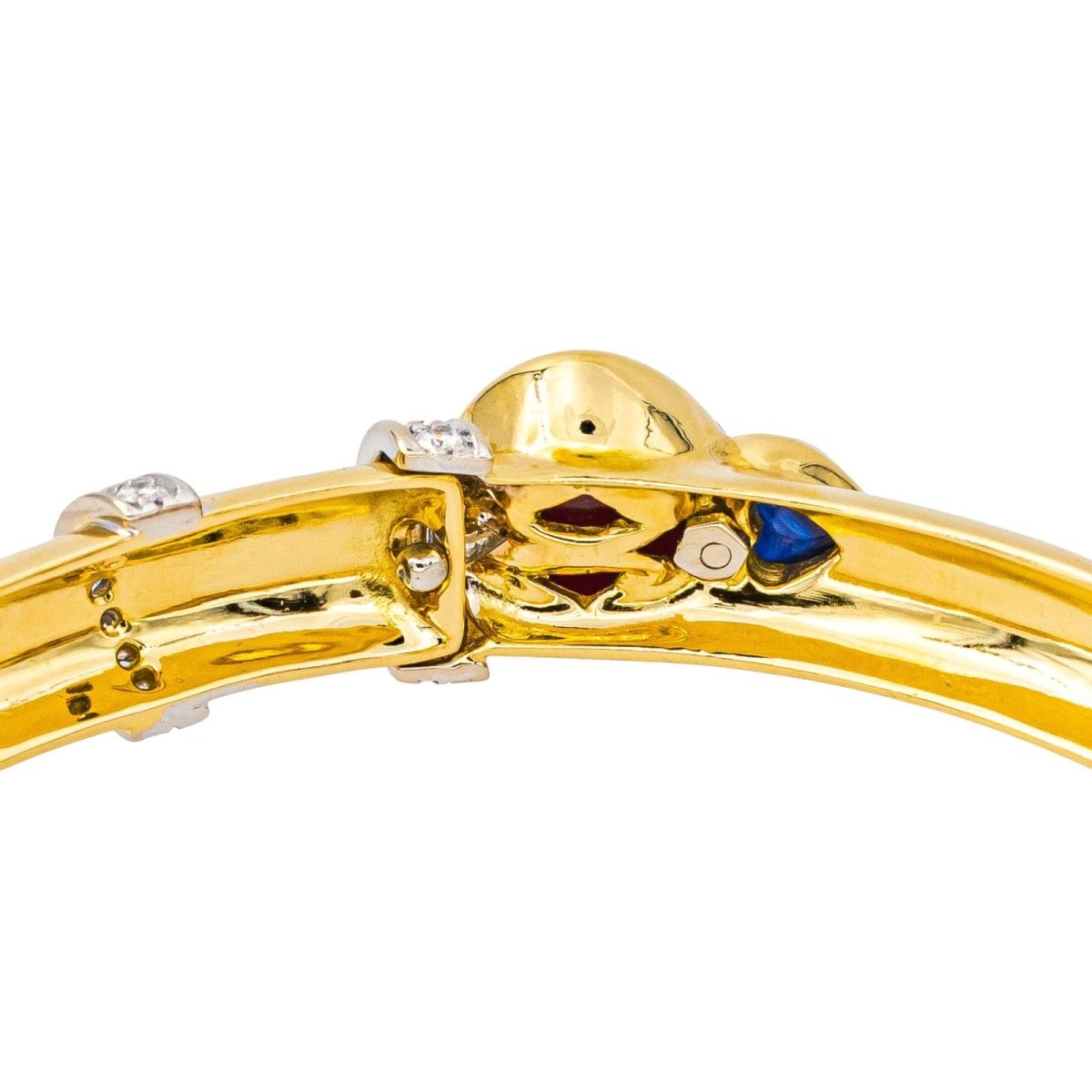 Bracelet Jonc en or jaune, rubis, saphir et diamants - Castafiore